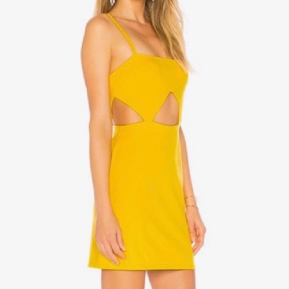 H:ours Maudee Cutout Lemon Yellow Mini Dress Sz XS